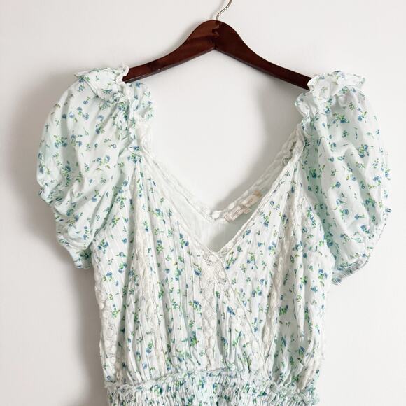 LOVESHACKFANCY Carlo Ruffle Lace Mini Dress Bonnet Blue XS - Picture 4 of 10